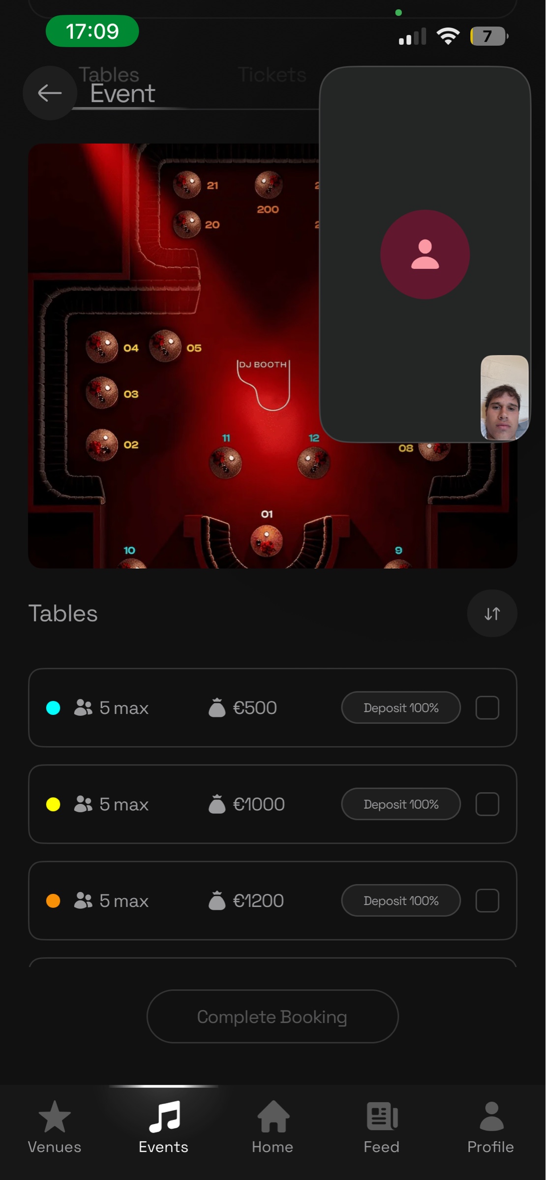 Event Booking Dark Mode