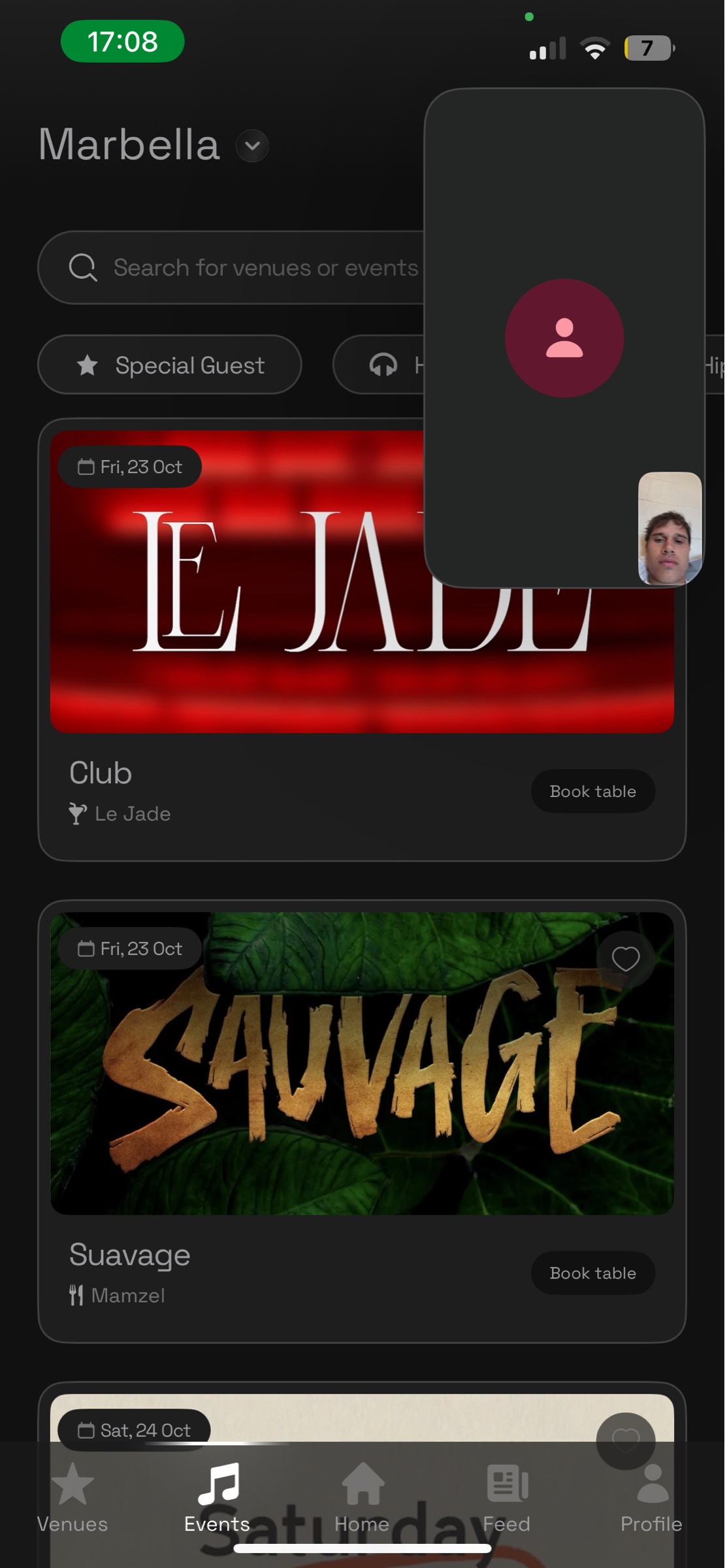Events List Dark Mode