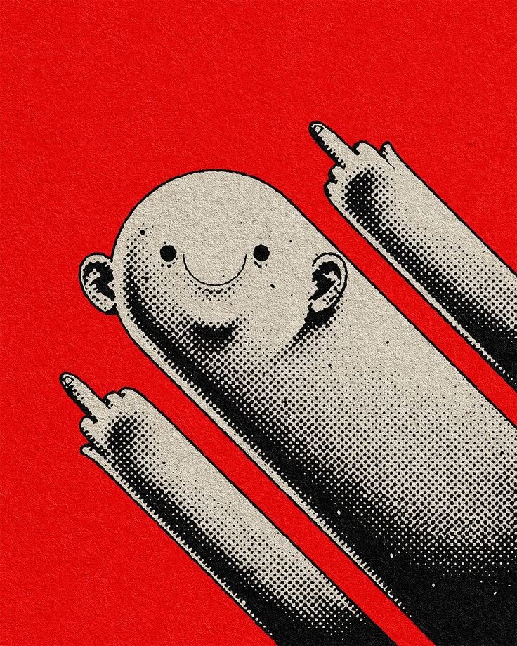 Bold Red Cartoon Illustration