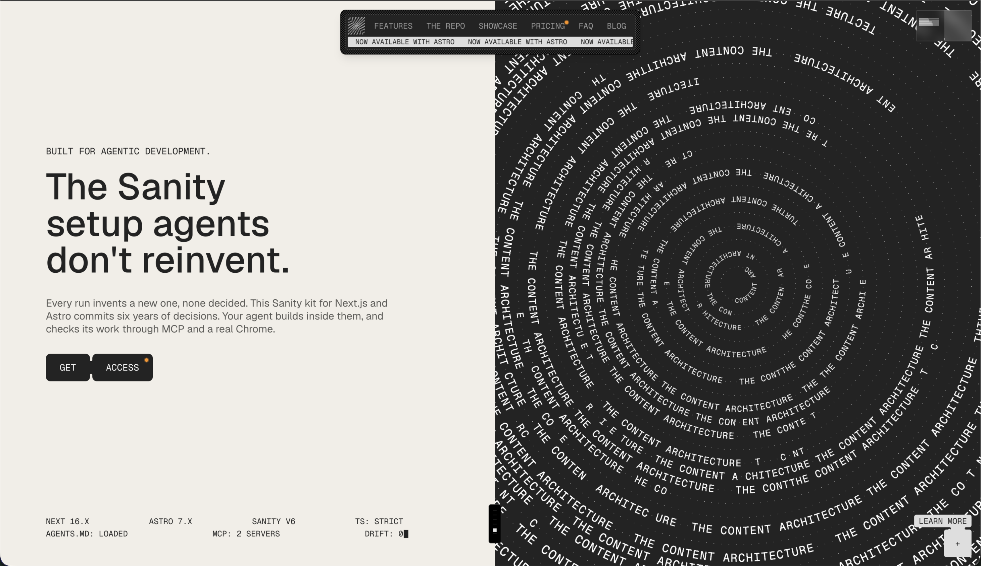 Sanity Landing Page