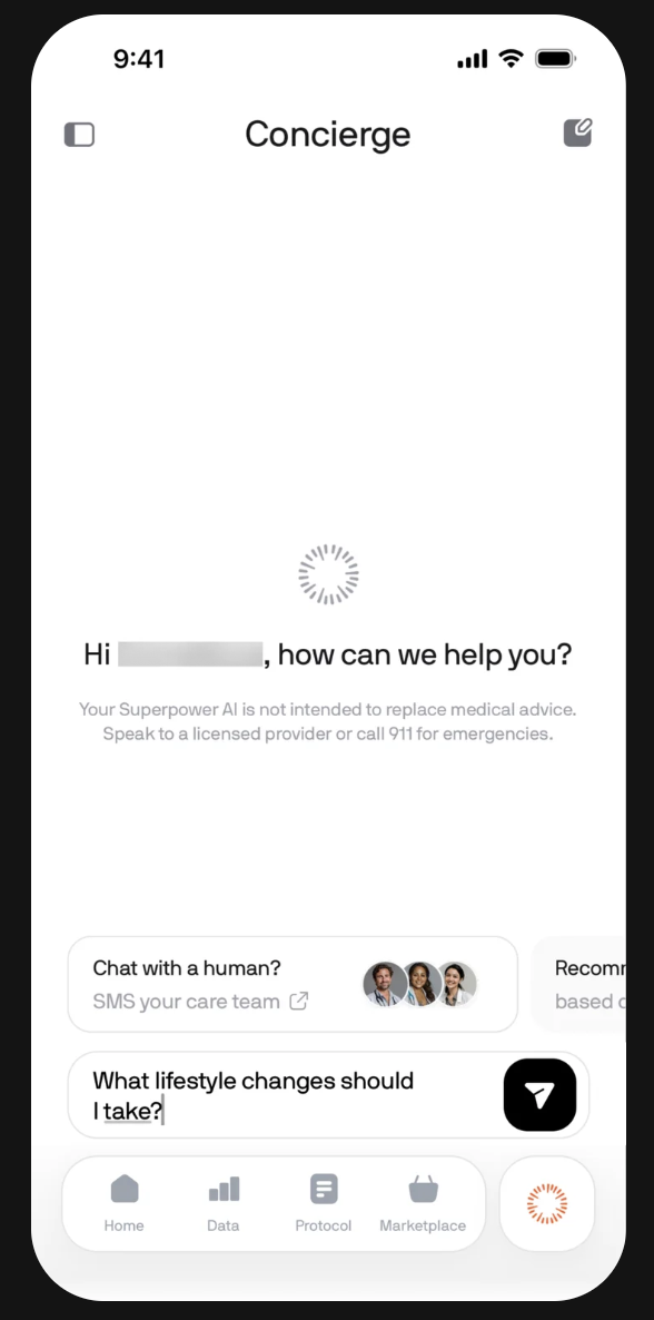 Concierge AI Chat Screen