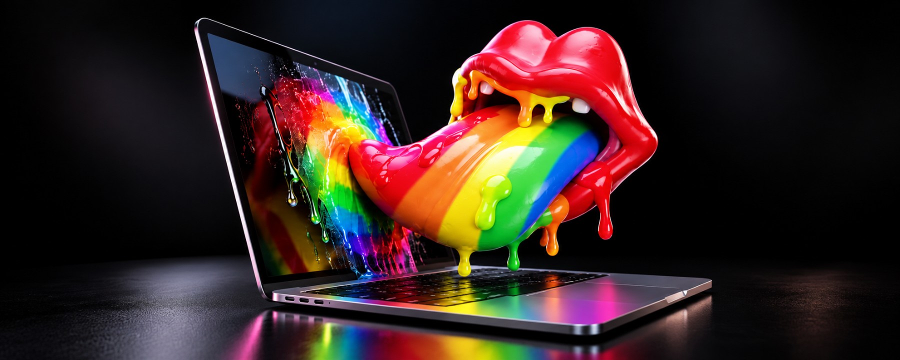 Rainbow Tongue Laptop Art