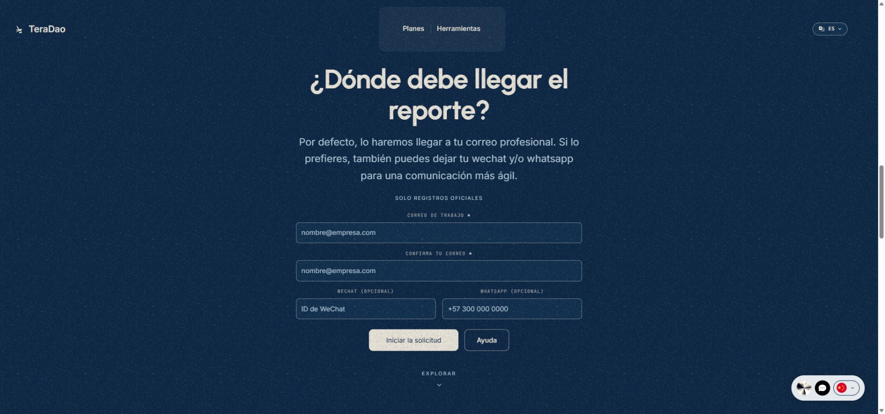 TeraDao Report Delivery Form