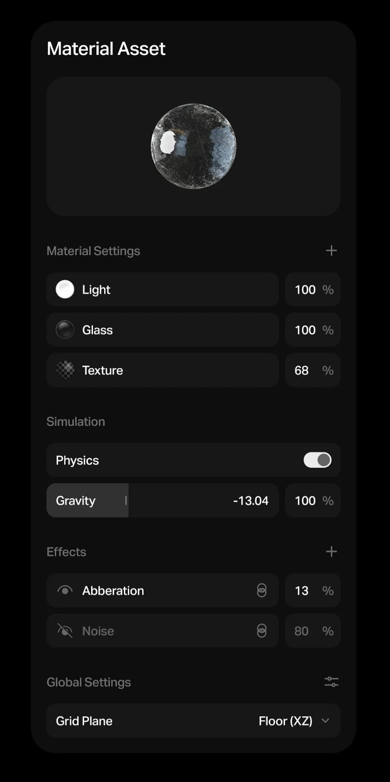 Material Asset Settings Panel