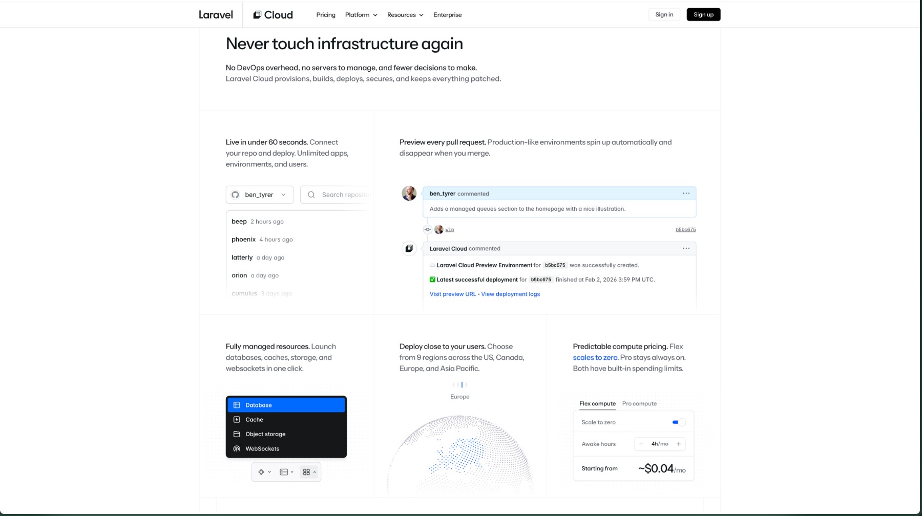 Laravel Cloud Homepage