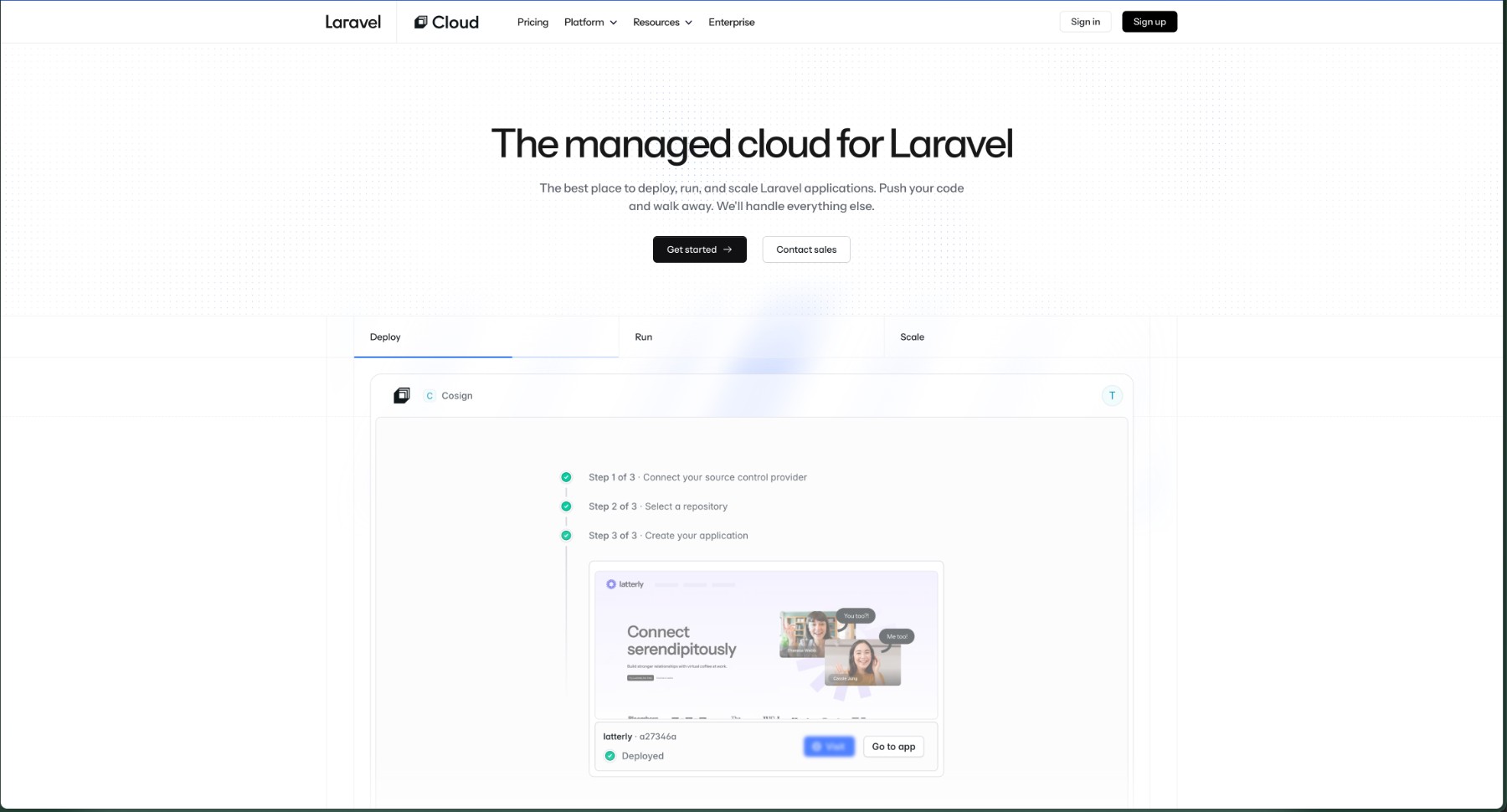 Laravel Cloud Deploy Tab