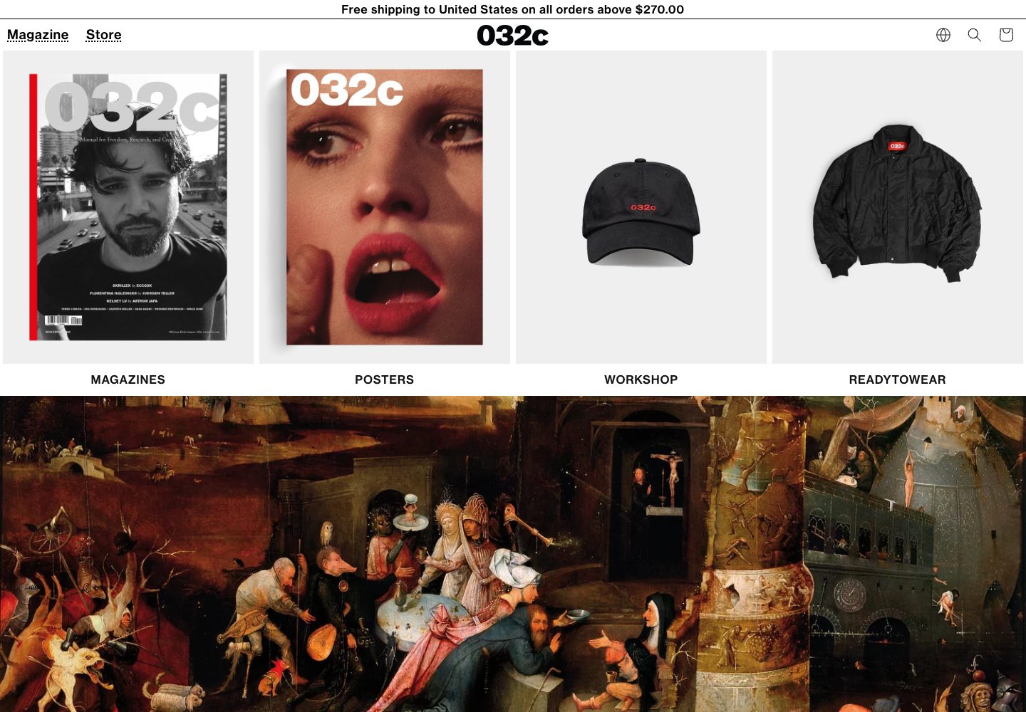 032c Store Homepage