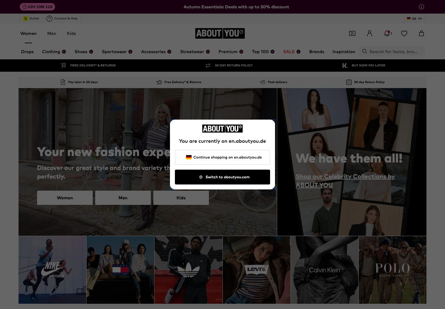 About You Country Switcher Modal