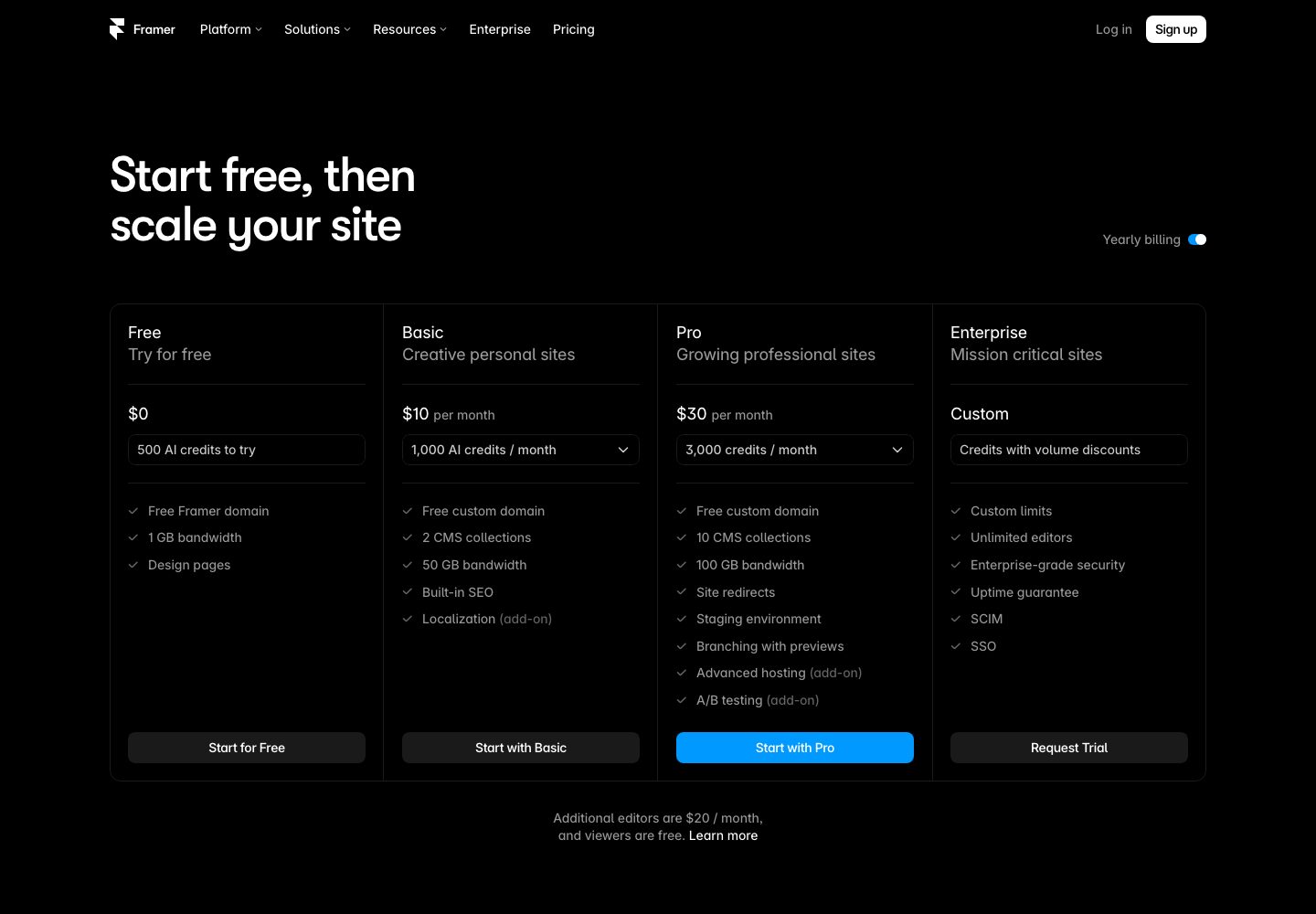 Framer Pricing