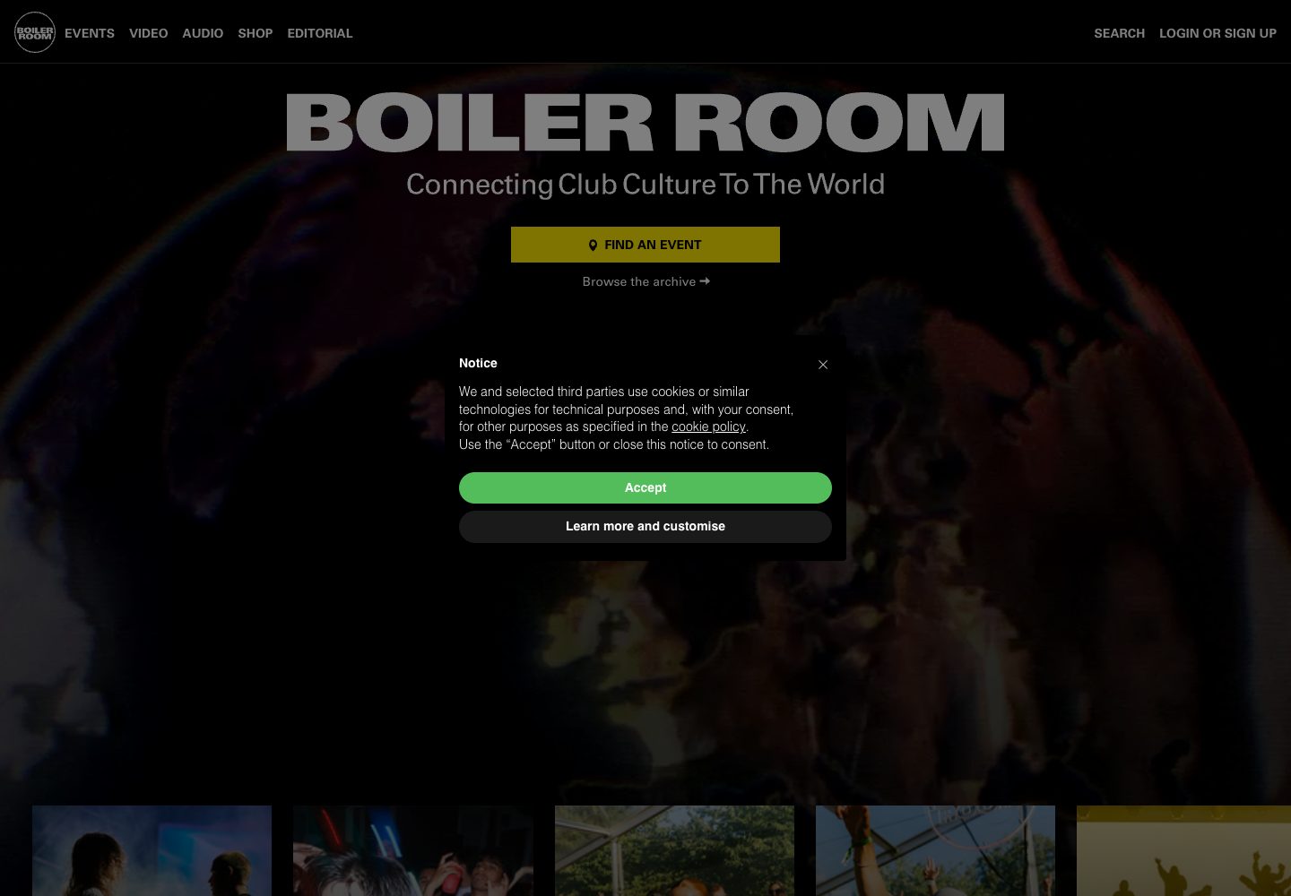 Boiler Room Homepage