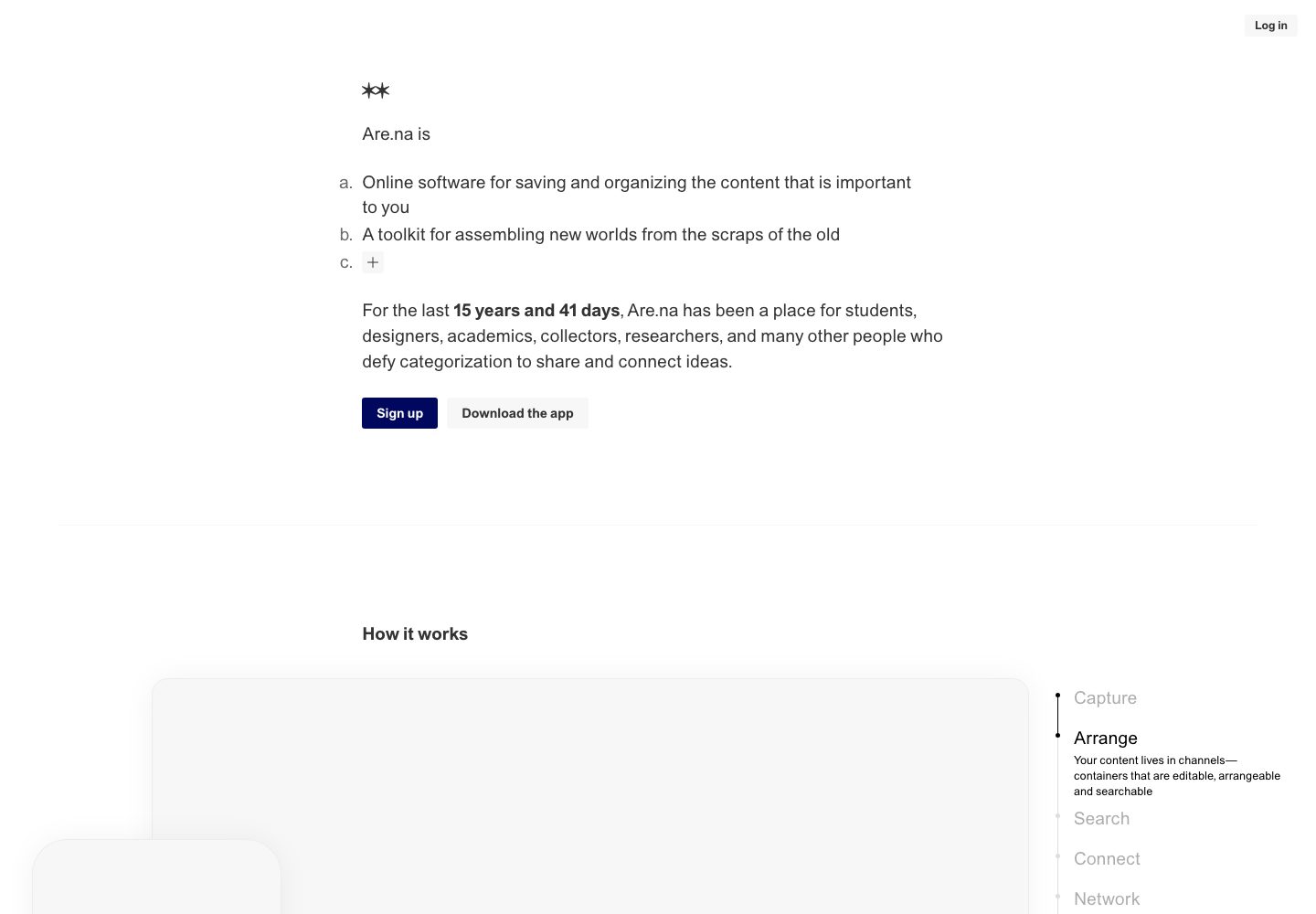 Are.na Welcome Page