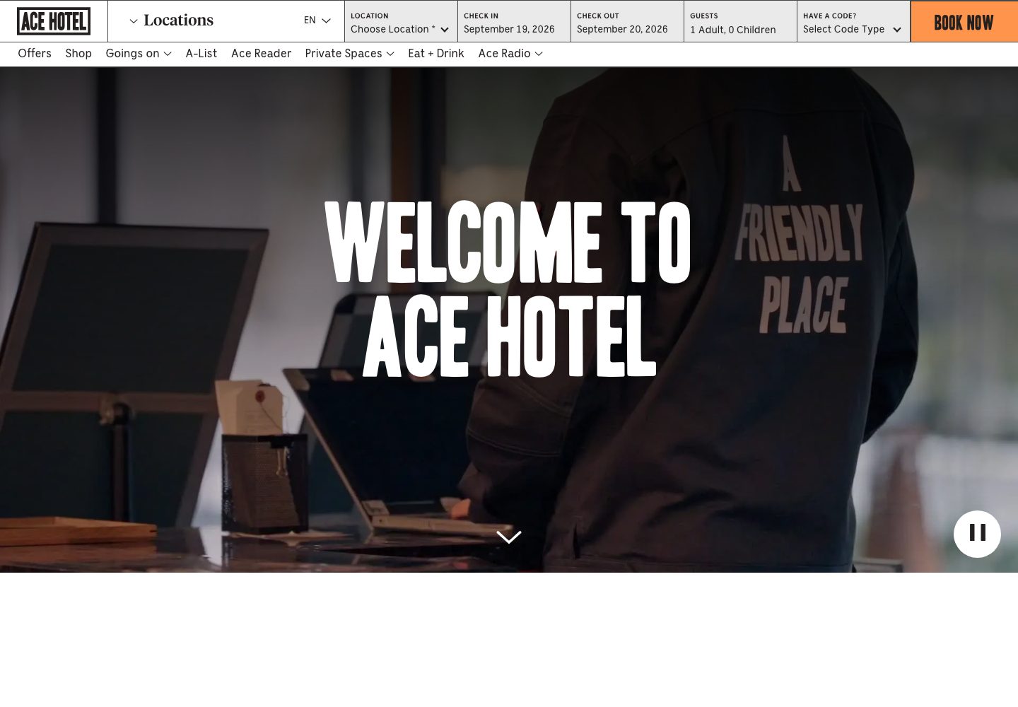Ace Hotel Homepage