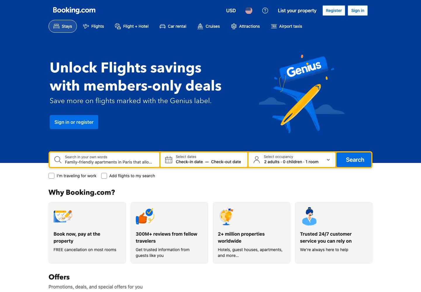 Booking Homepage