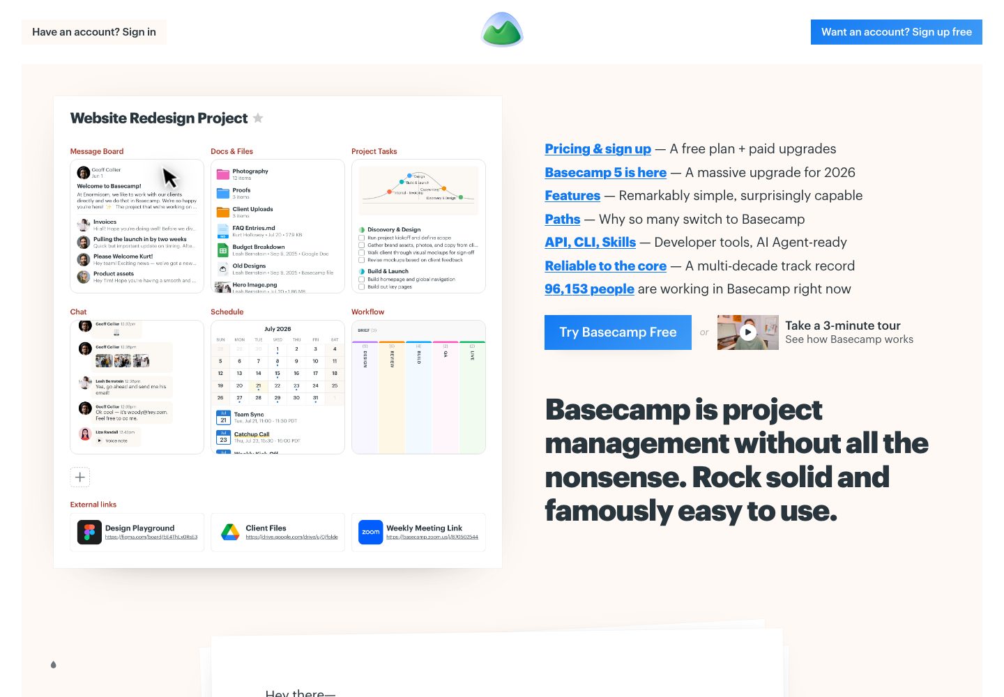 Basecamp Homepage