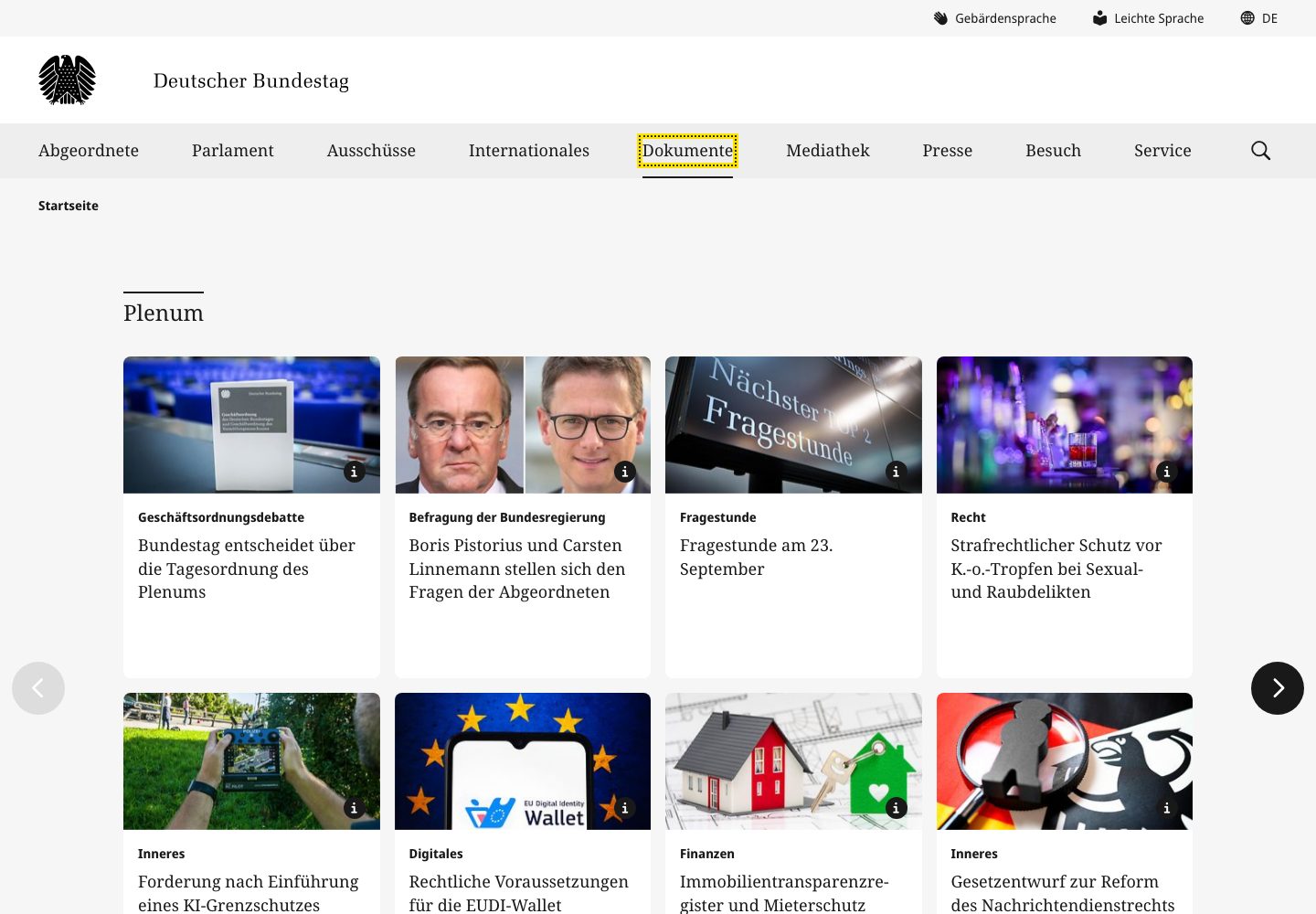 Germany Bundestag Homepage