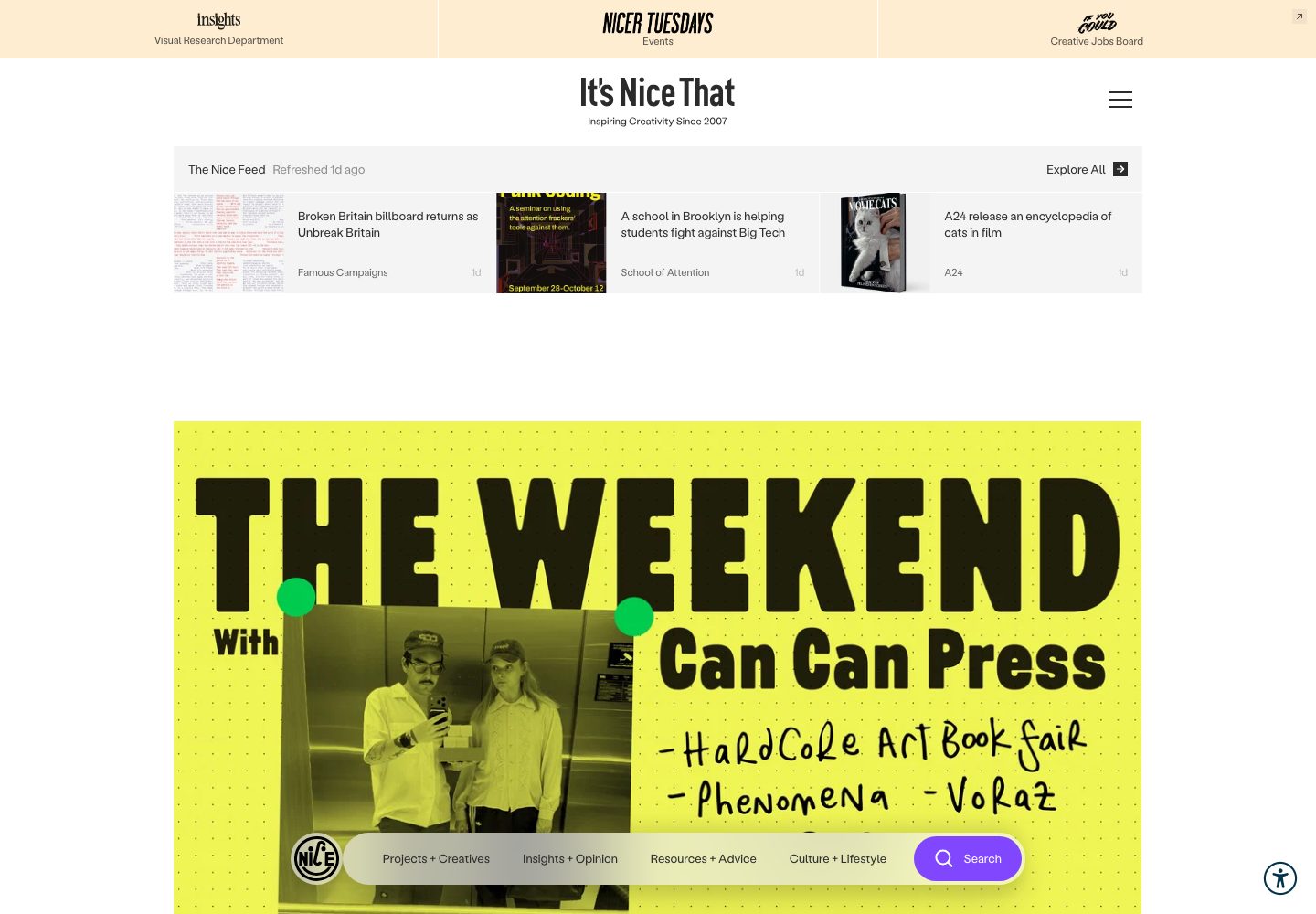 It's Nice That Homepage