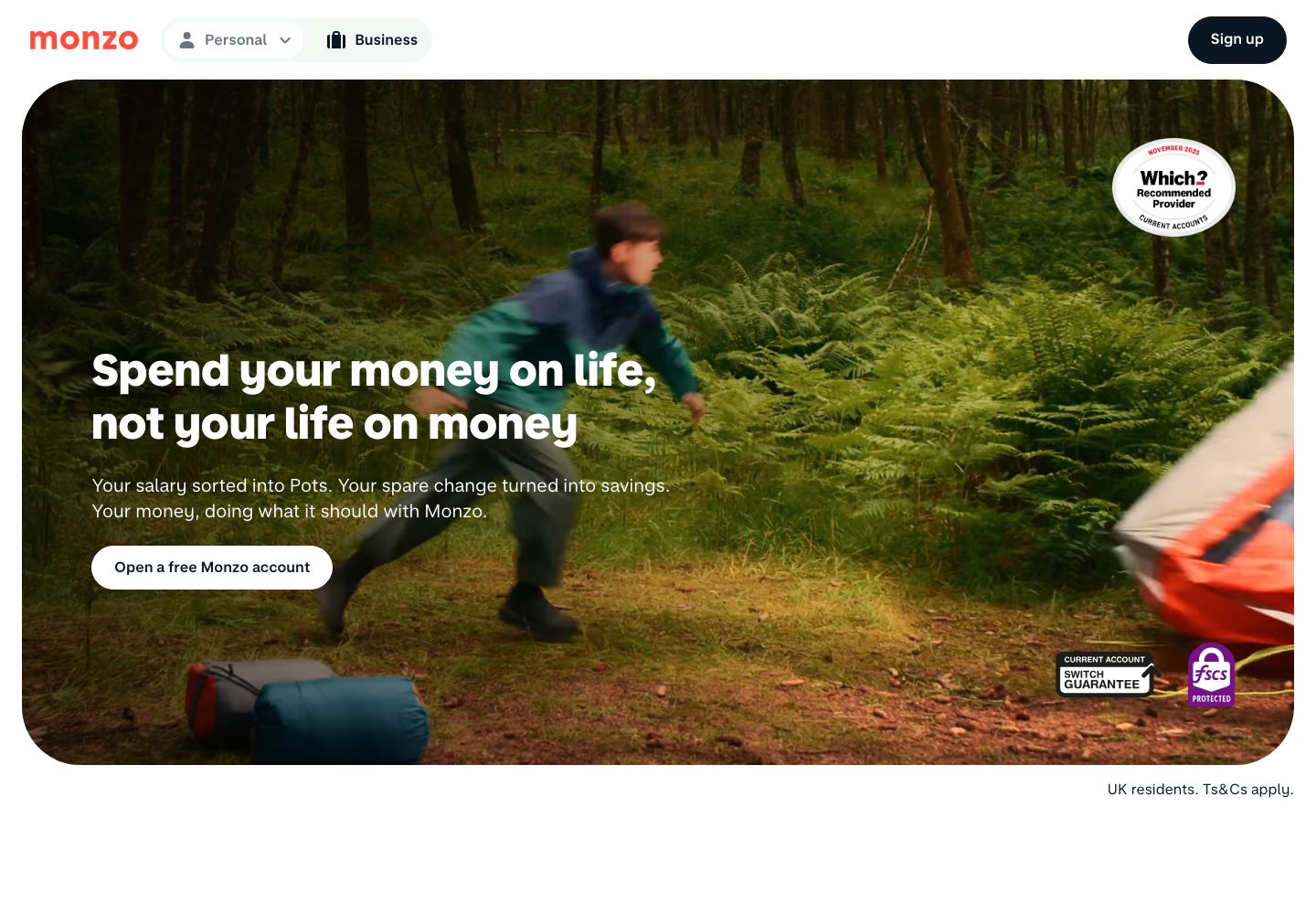 Monzo Homepage