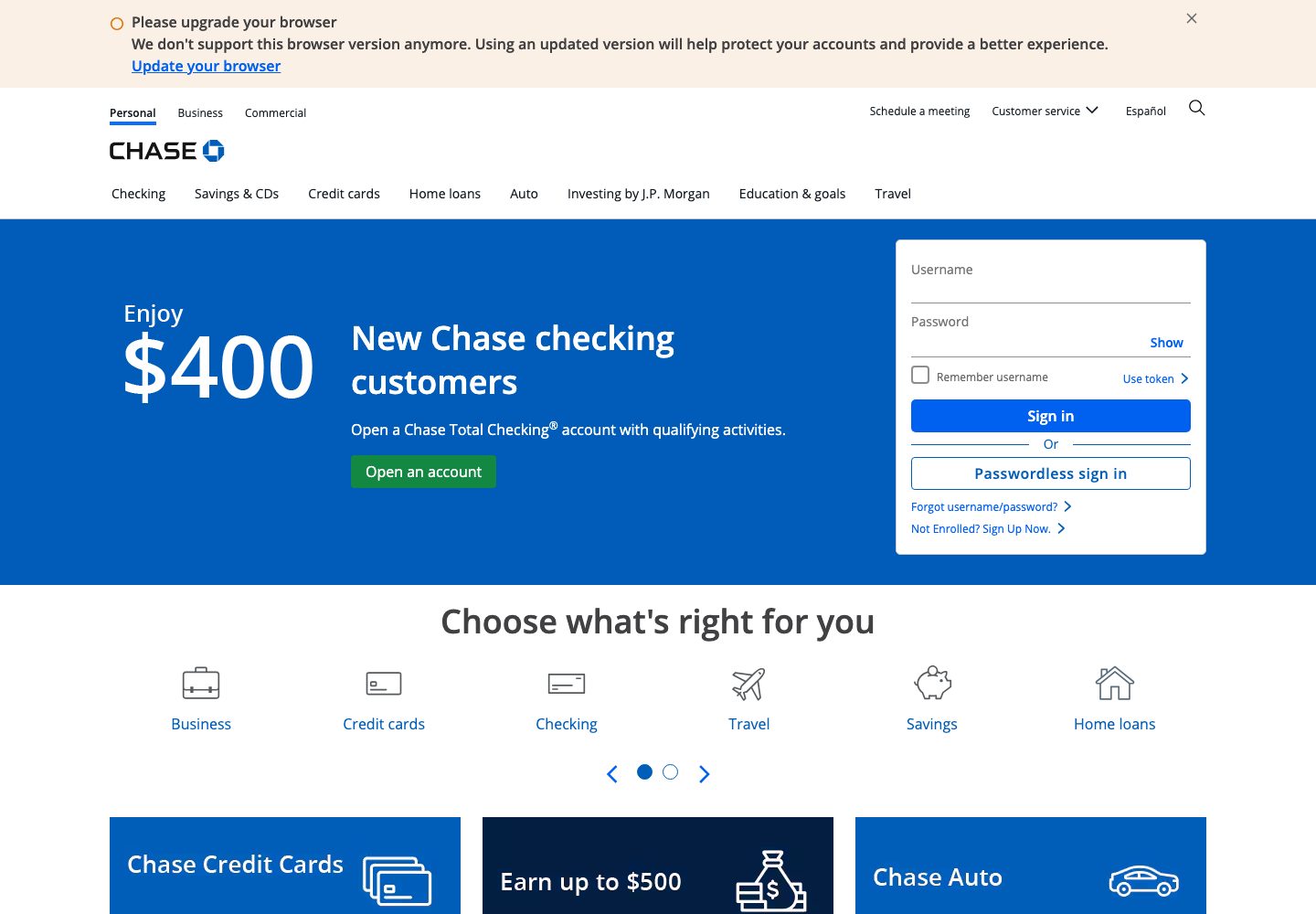 Chase Homepage