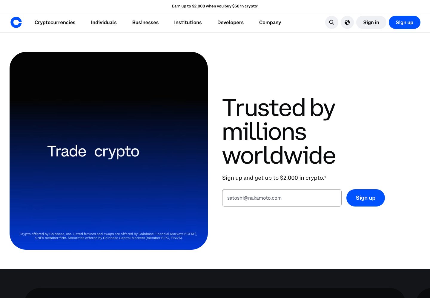 Coinbase Homepage