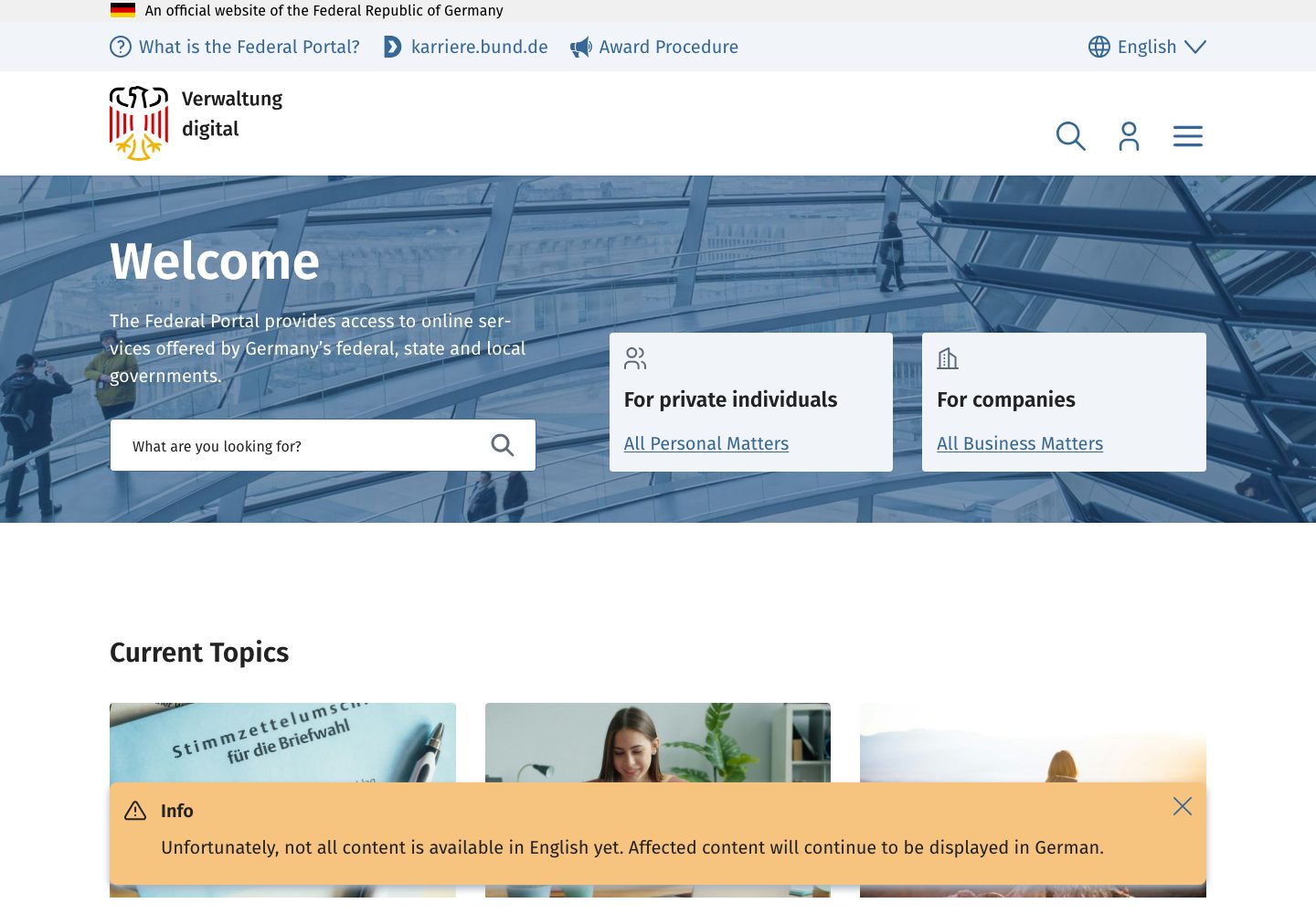 Germany Bund Homepage