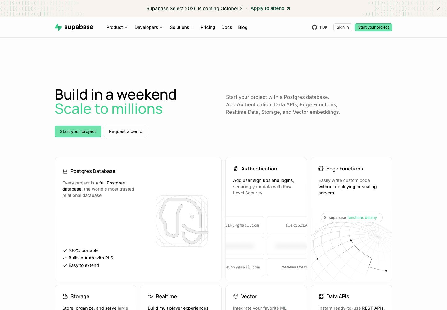 Supabase Homepage
