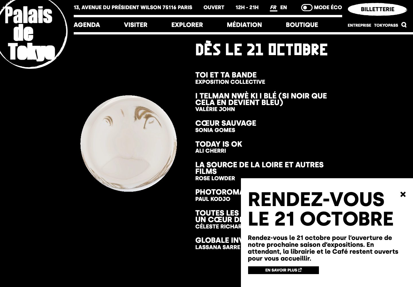 Palais de Tokyo Homepage