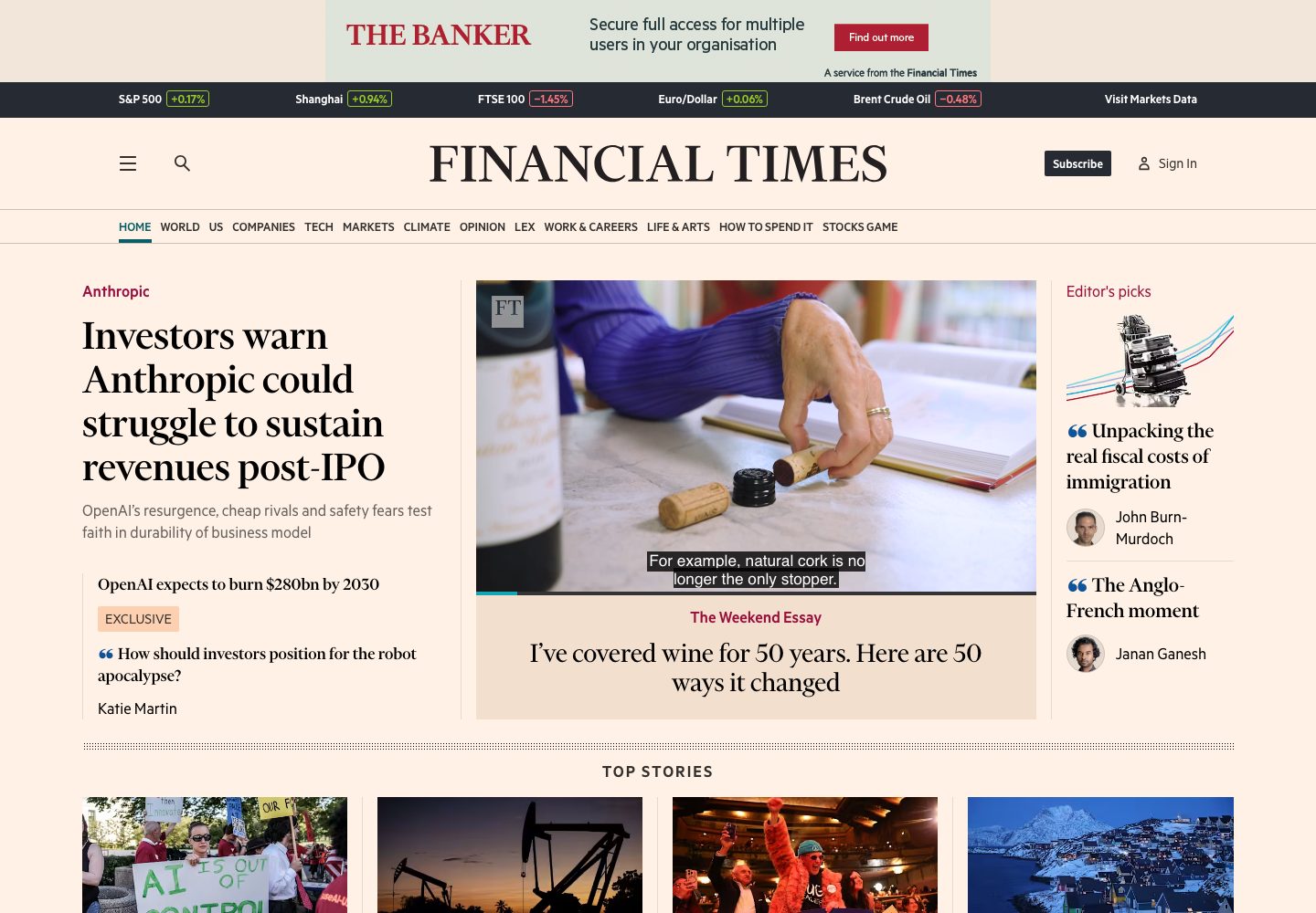 Financial Times Homepage