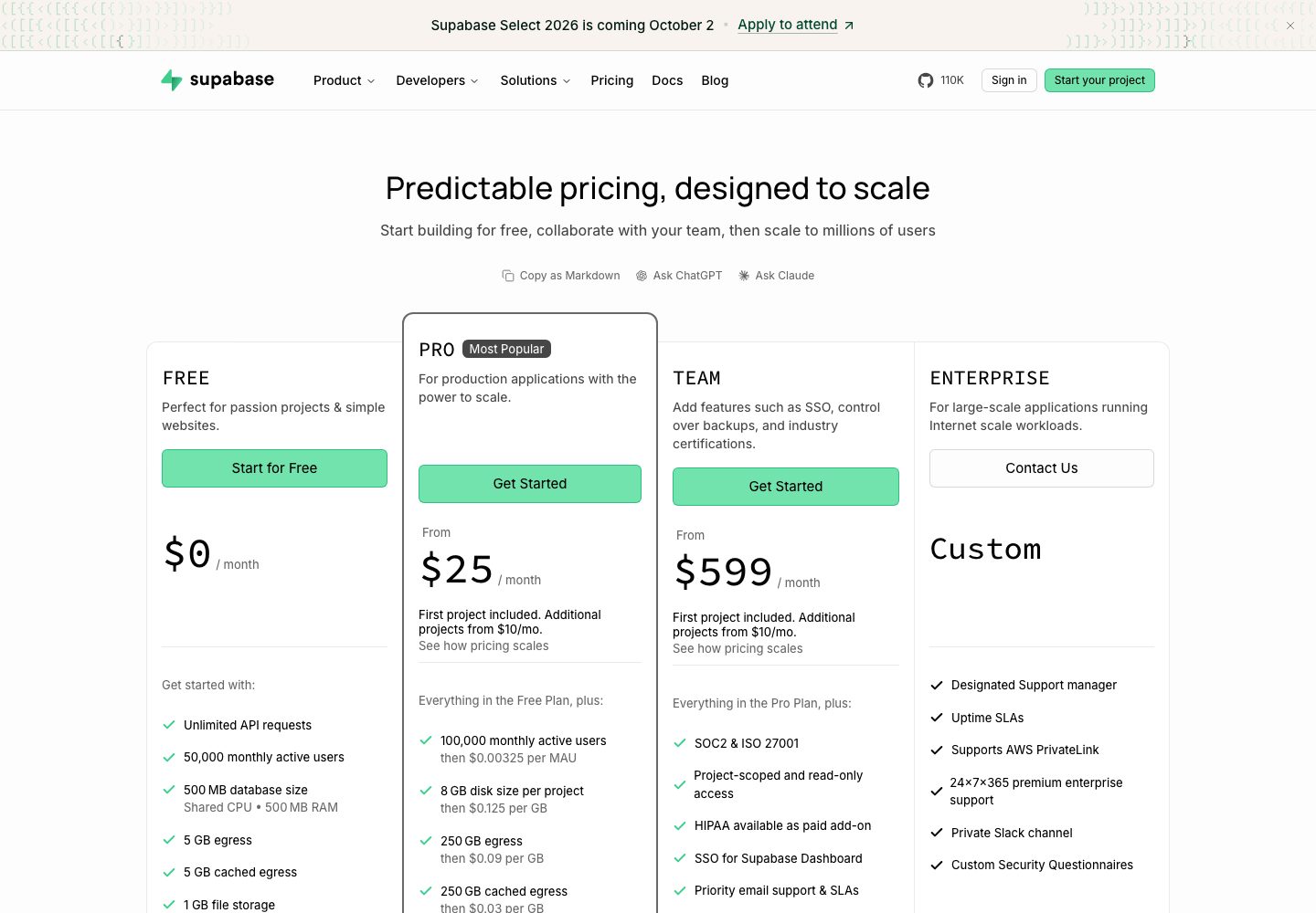 Supabase Pricing