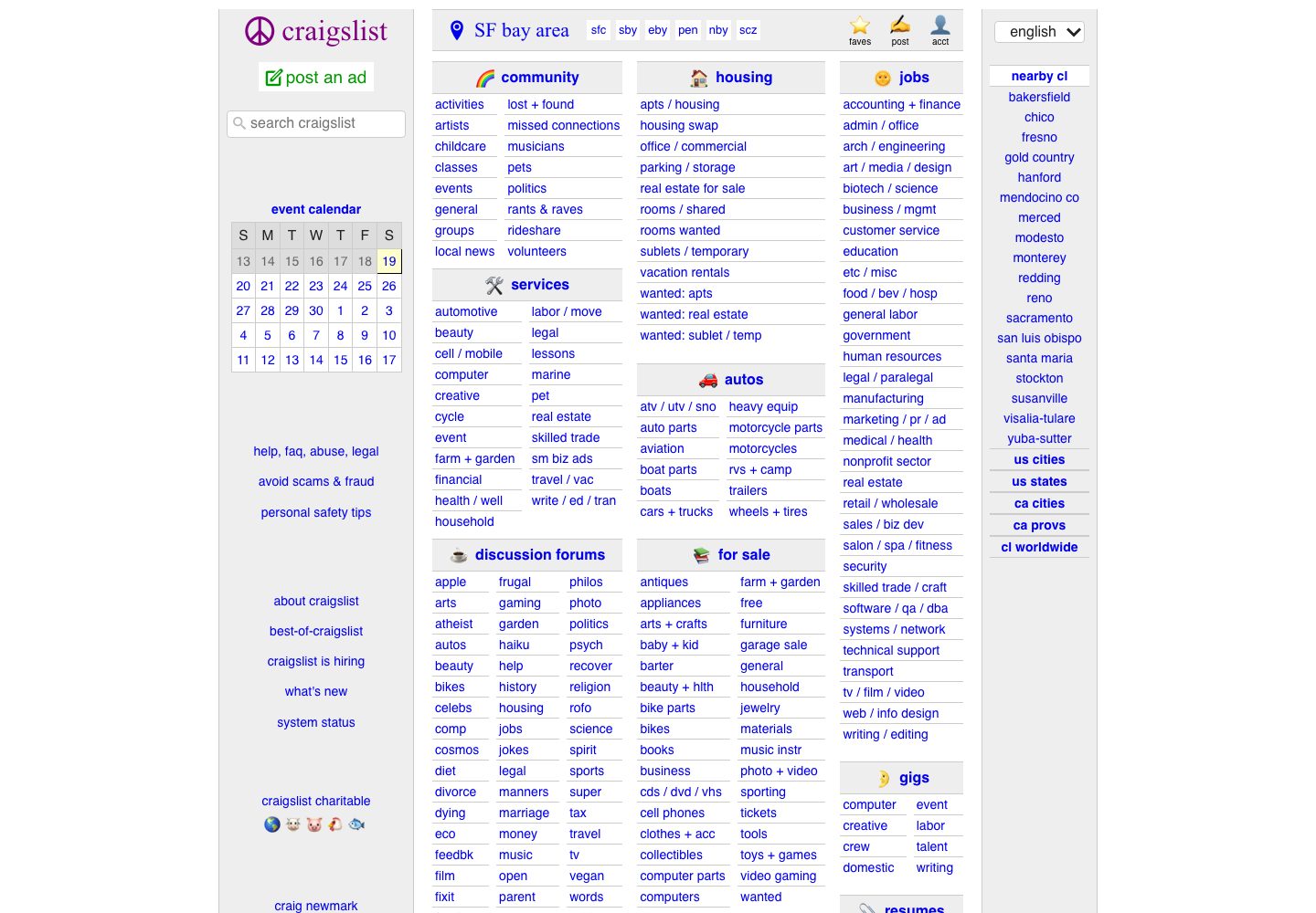 Craigslist Homepage
