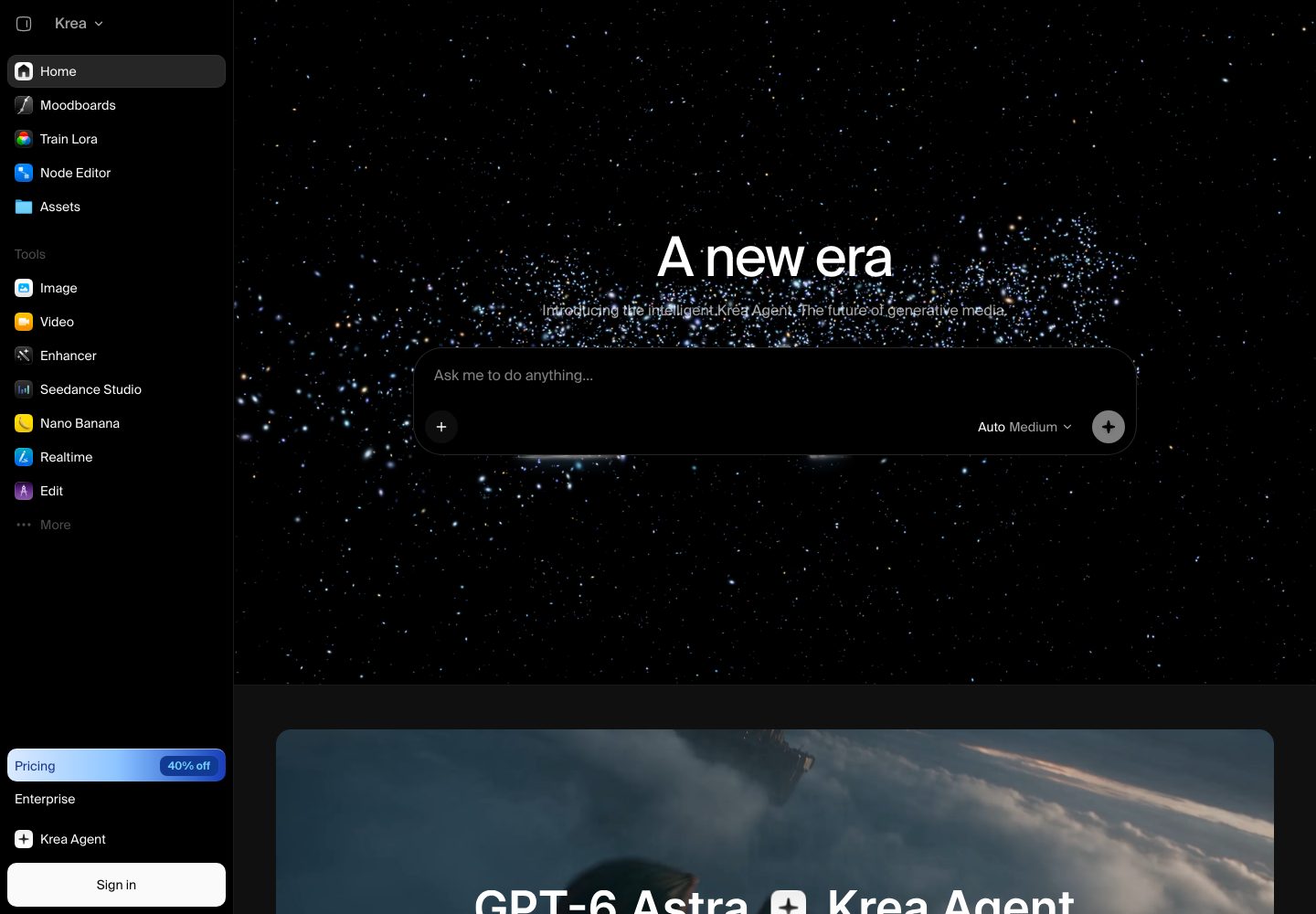 Krea Homepage