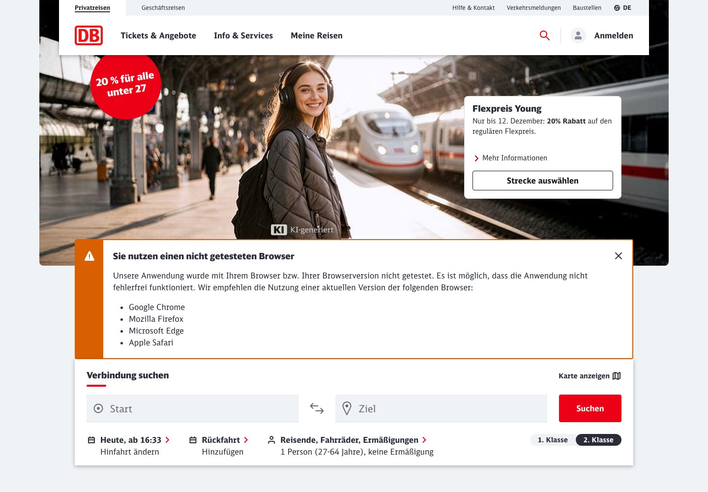 Deutsche Bahn Homepage