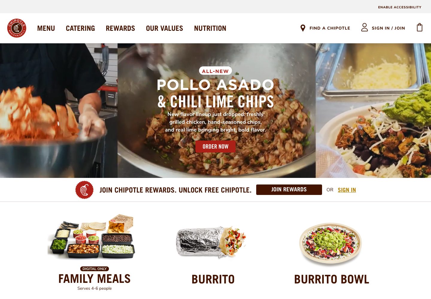 Chipotle Homepage