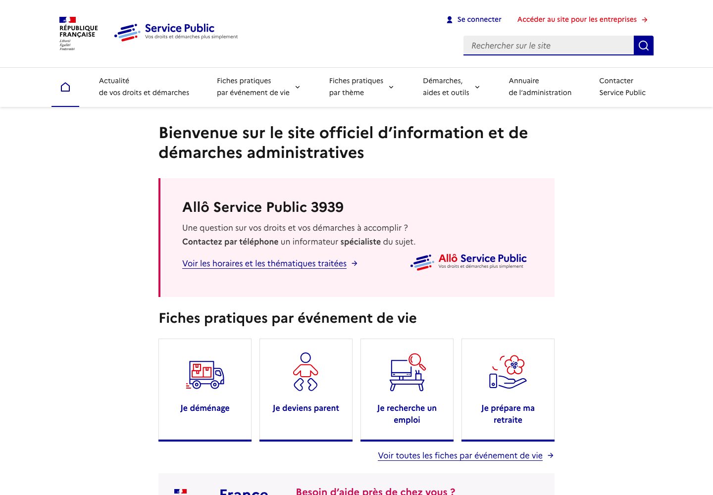 France Service Public Homepage
