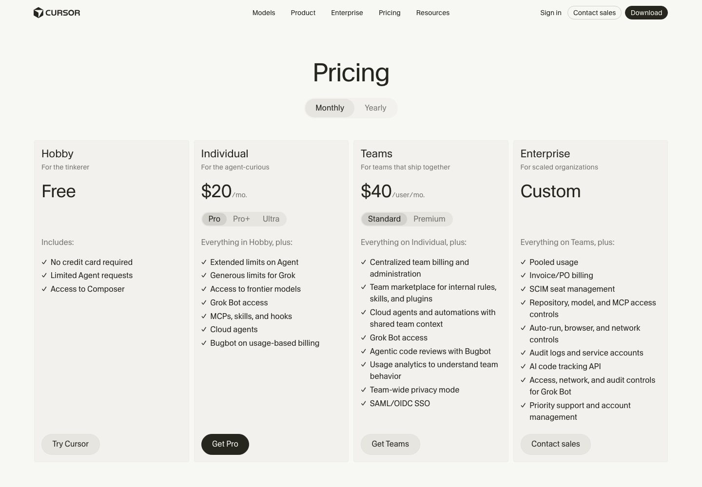 Cursor Pricing