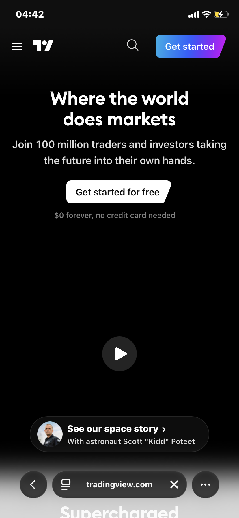 TradingView Welcome Screen
