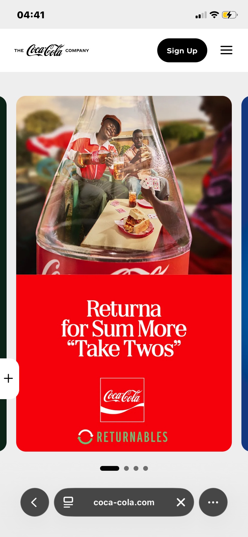 Coca-Cola Mobile Homepage